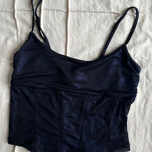 UO Black and Blue Shimmer Cropped Corset style cami